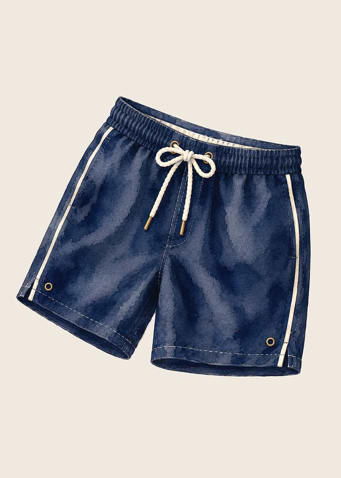 Vintage Swim Shorts Poster – Navy Coastal Fashion Wall Art