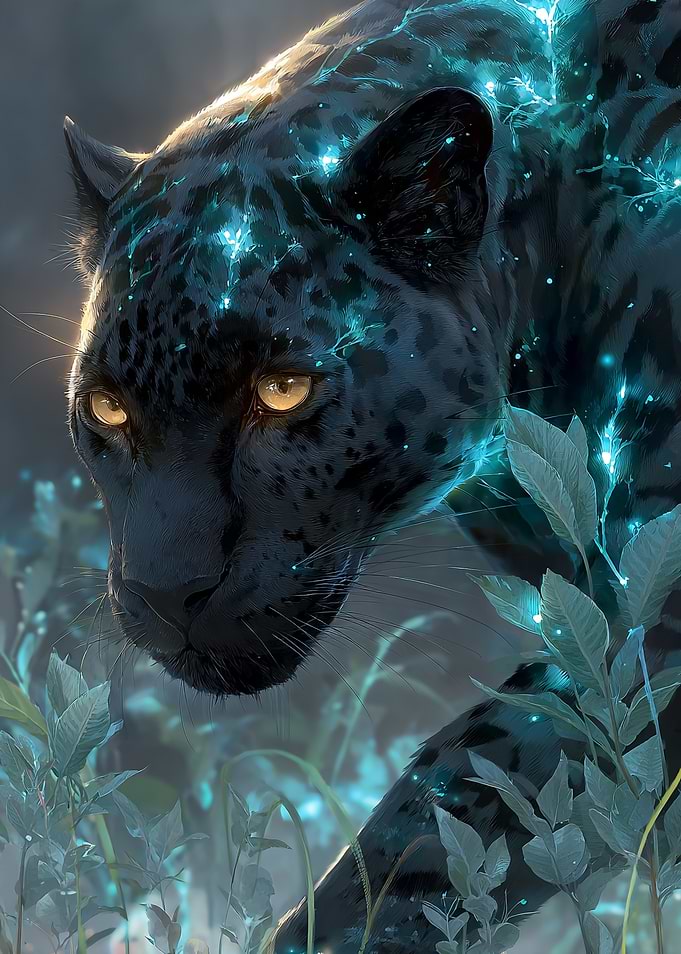 Black Panther with Glowing Energy