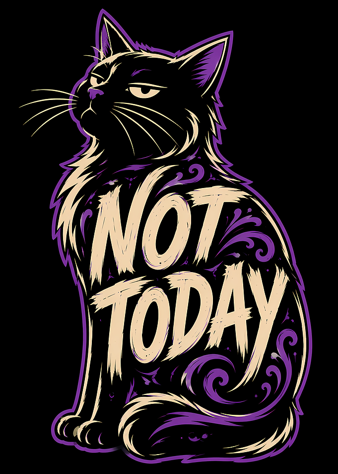 Black Cat with 'Not Today' Text