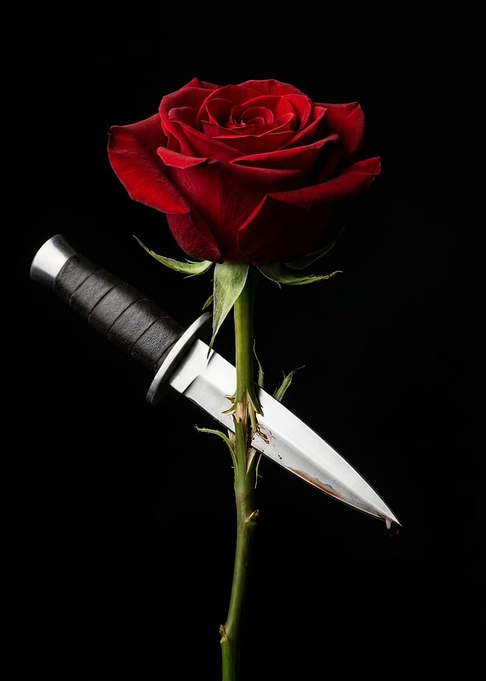 Red Rose Pierced by a Knife