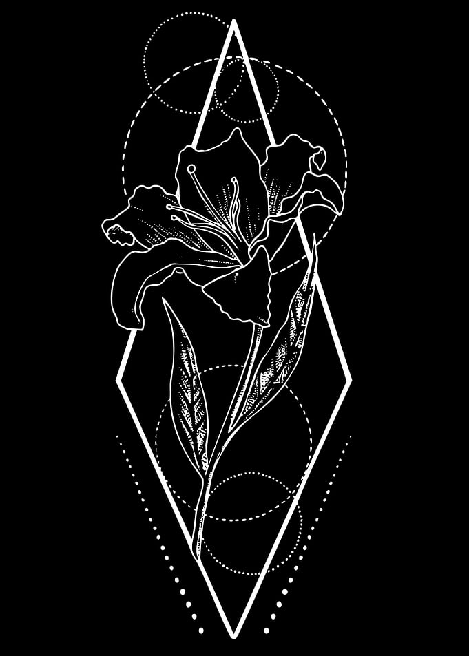 Geometric Lily Tattoo Design