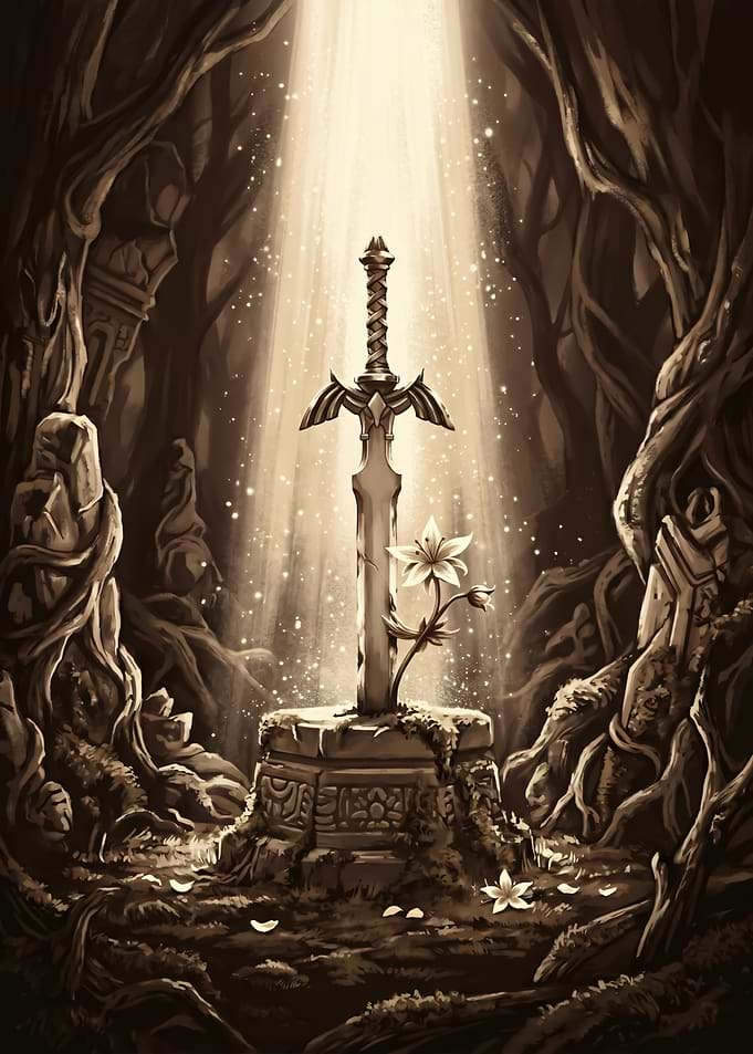 Mystical Sword in Enchanted Forest