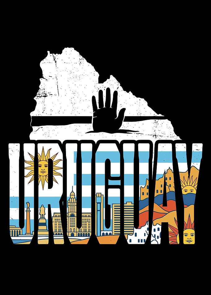 Uruguay Map and Cityscape Text Art