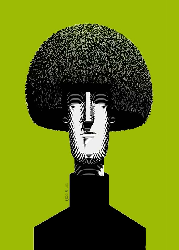 Man with Bushy Hair and Turtleneck