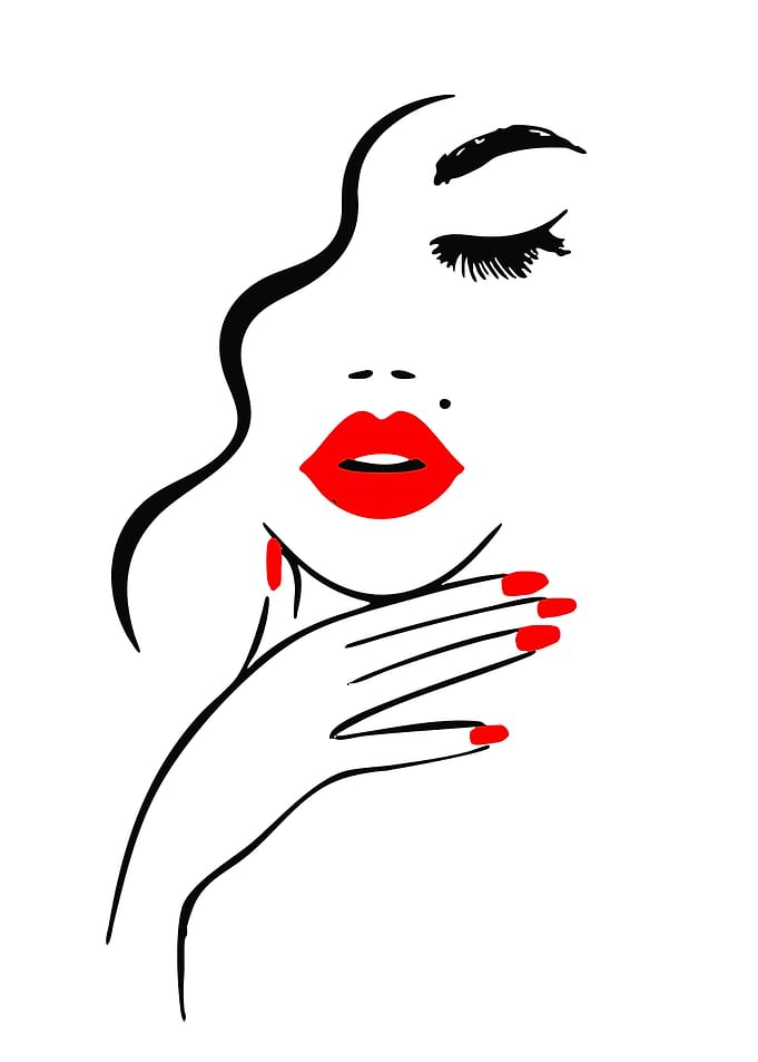 Glamorous Woman with Red Lips and Nails
