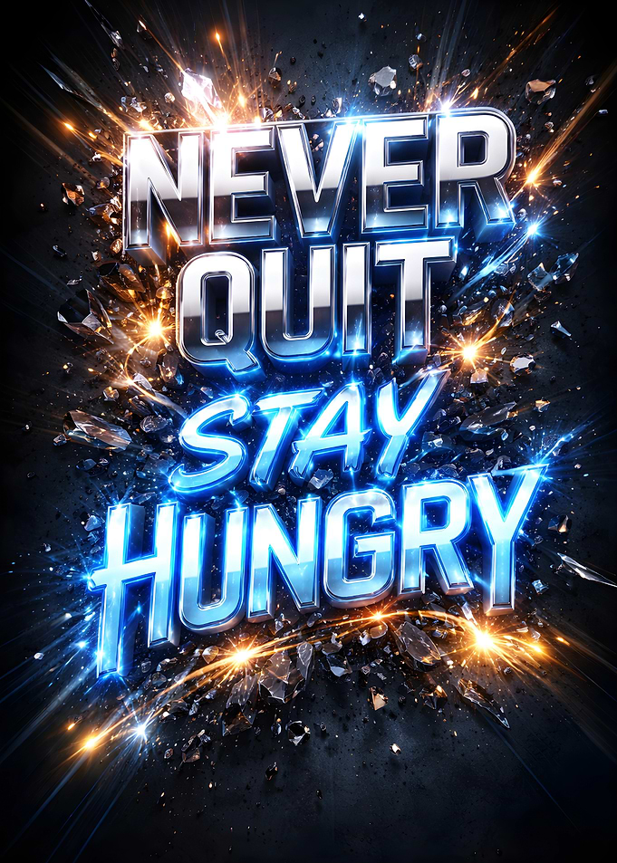 Never Quit Stay Hungry Motivational Text Art