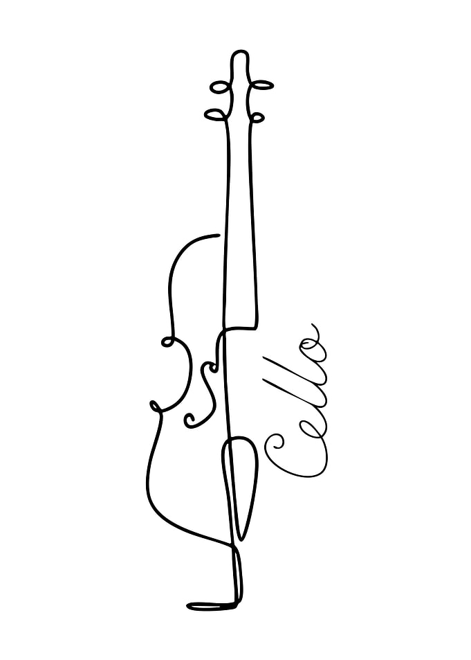 Minimalist Cello Line Art