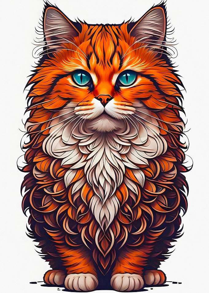 Fluffy Orange Cat with Blue Eyes