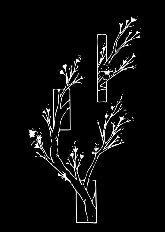 White Branches with Rectangles on Black