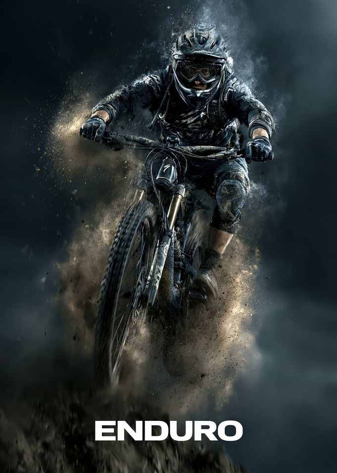 Enduro Mountain Biker in Action