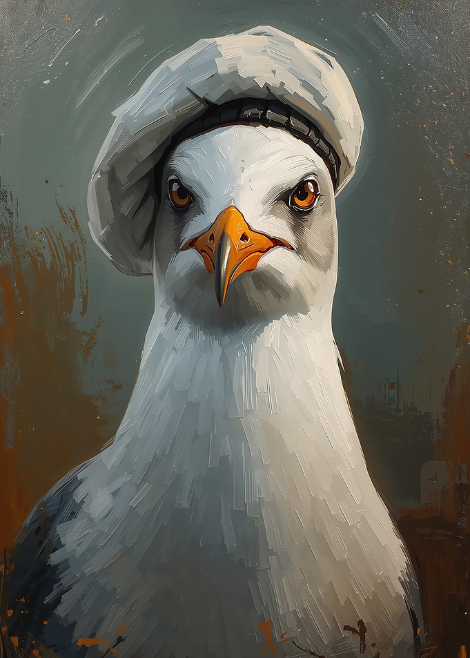 Seagull Chef Portrait
