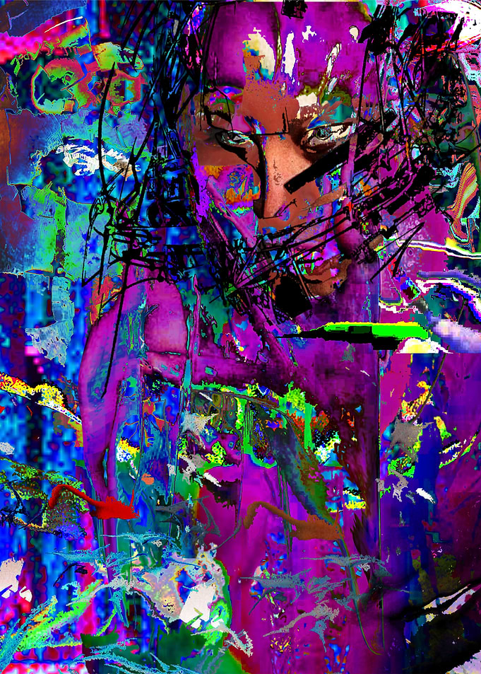 Abstract Portrait with Vibrant Colors
