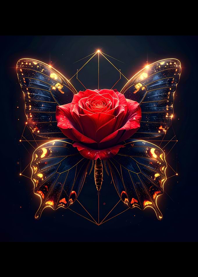 Butterfly Rose Geometric Design