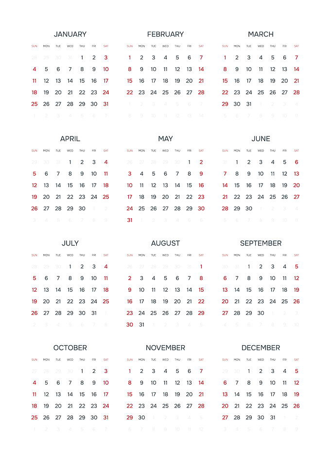 2026 Calendar Grid