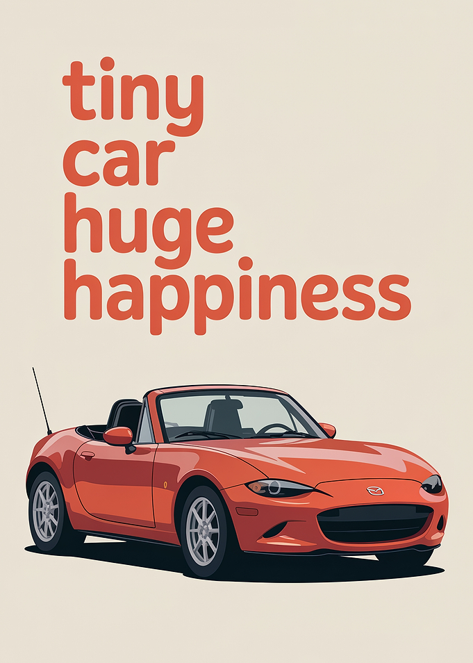 Tiny Car Huge Happiness Text Art