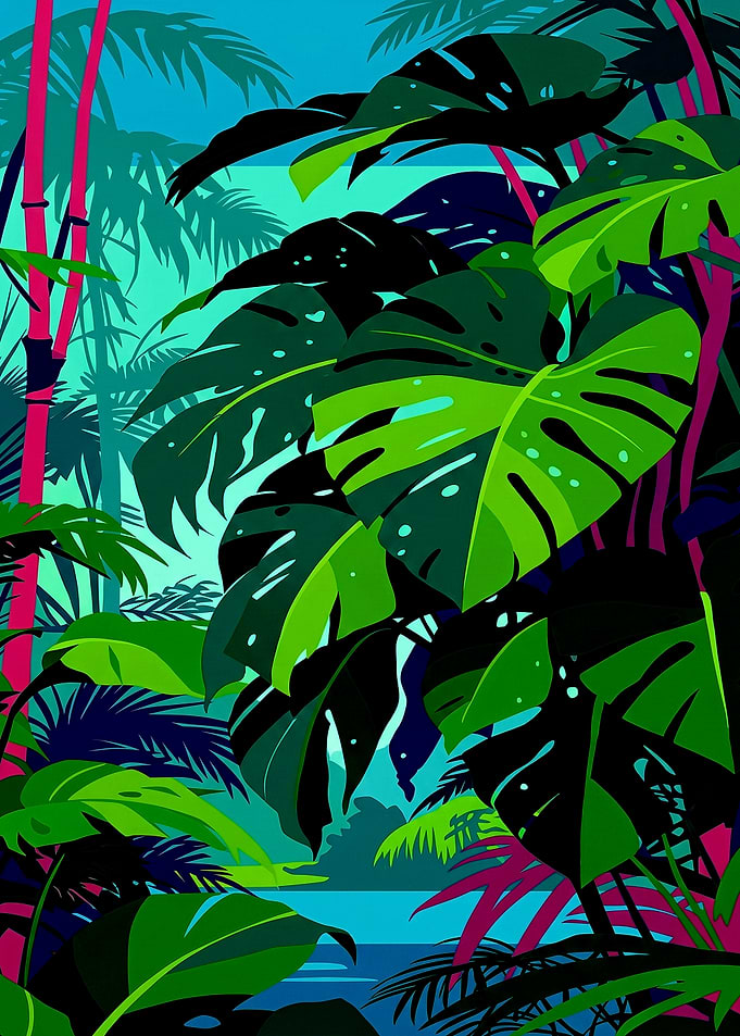 Vibrant Tropical Jungle Scene