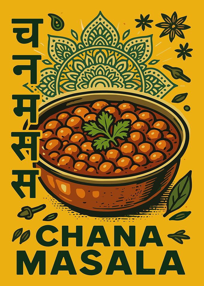Chana Masala Poster Indian Chickpea Curry Food Wall Art Vibrant Kitchen Decor