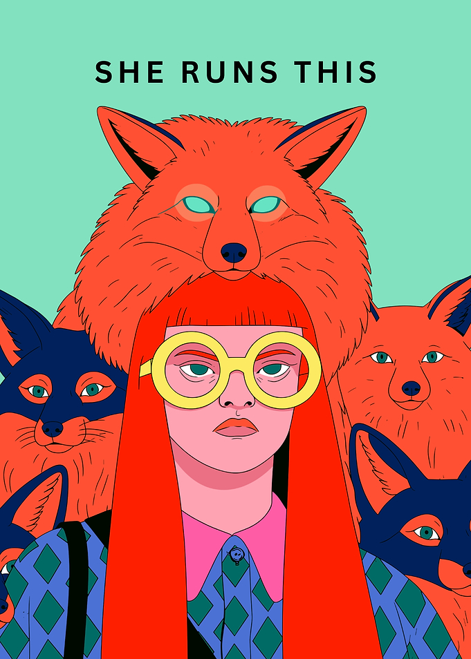 Girl with Foxes