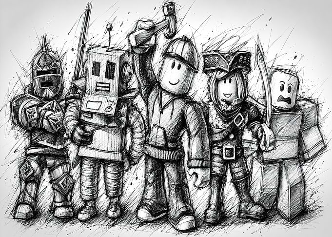 Roblox Characters in Sketch Style