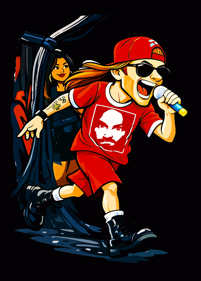 Cartoon Rock Star and Fan