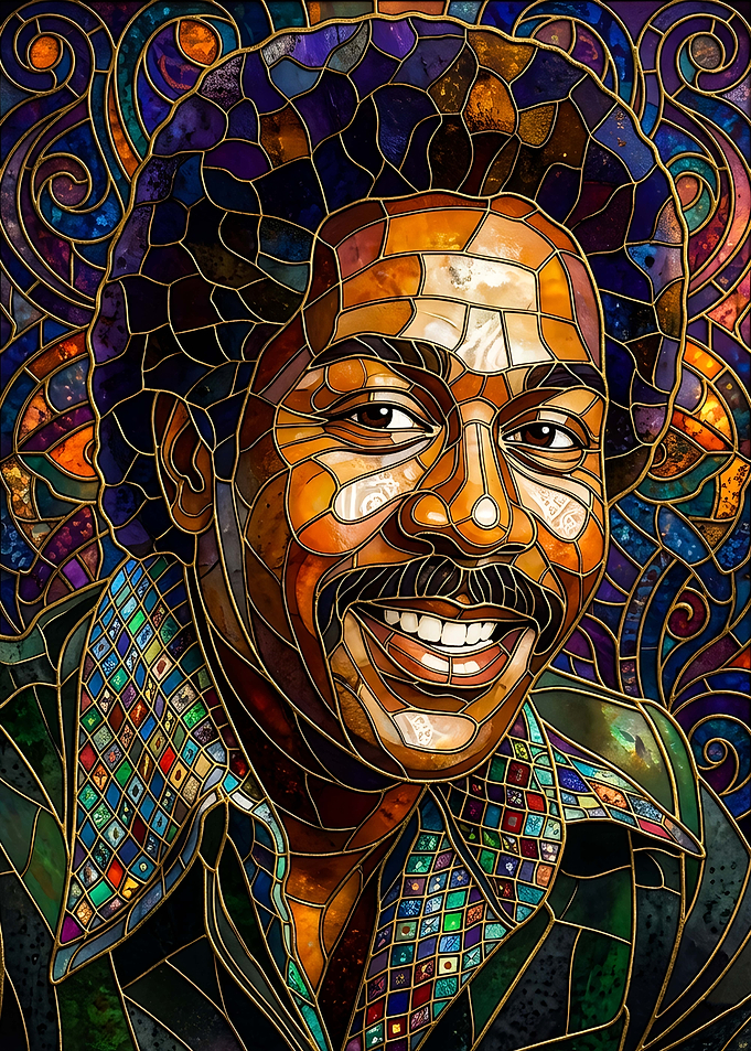 Stained Glass Portrait of a Smiling Man