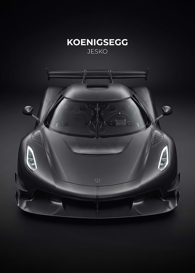 sleek dark Koenigsegg Jesko Hypercar poster