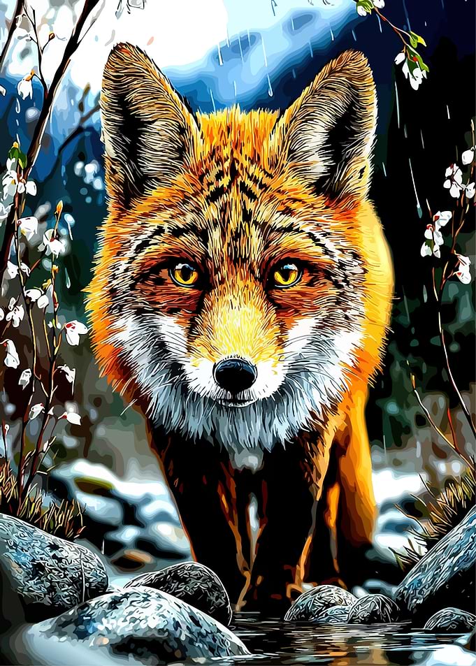 Fox in the Rain