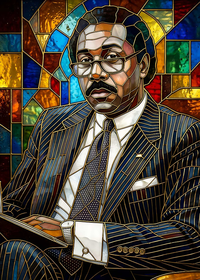 Stained Glass Portrait of a Man in a Suit
