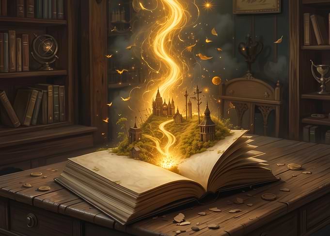 Magical Book Unleashing a Fantasy World