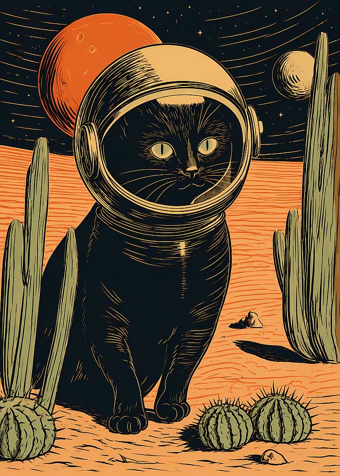 Astronaut Cat on Alien Planet