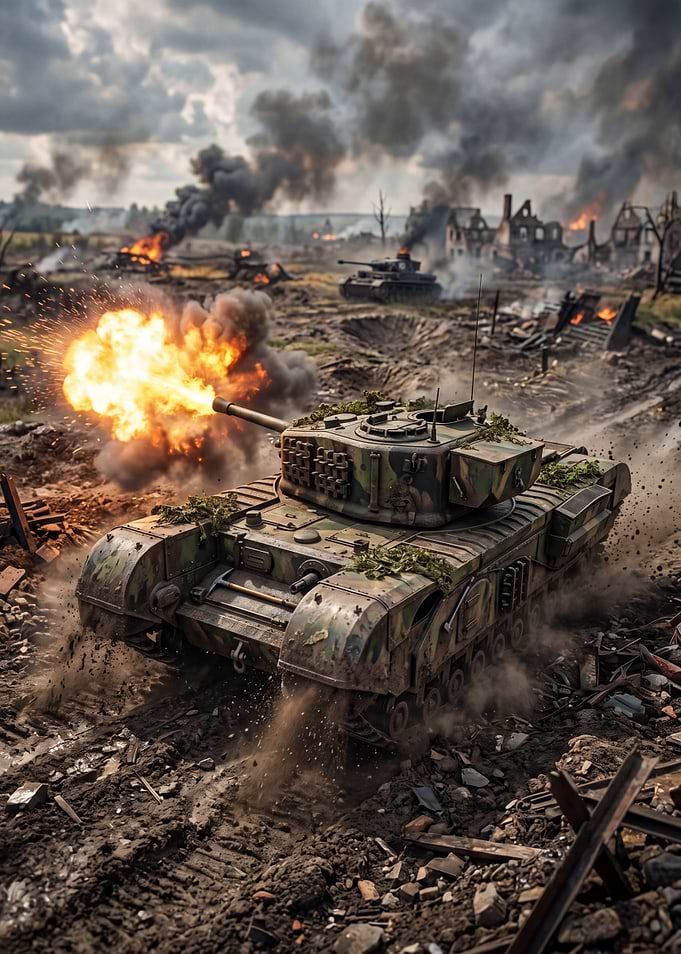 Tank Firing in War Zone