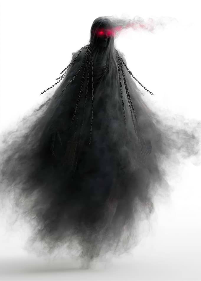 Scary Ghost with Red Eyes and Chains