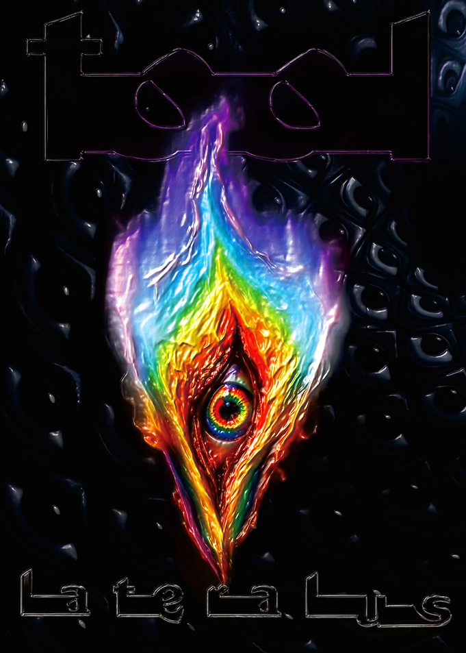 Tool logo with eye and flames