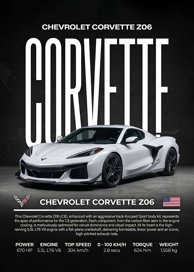 sleek Chevrolet Corvette Z06 Poster