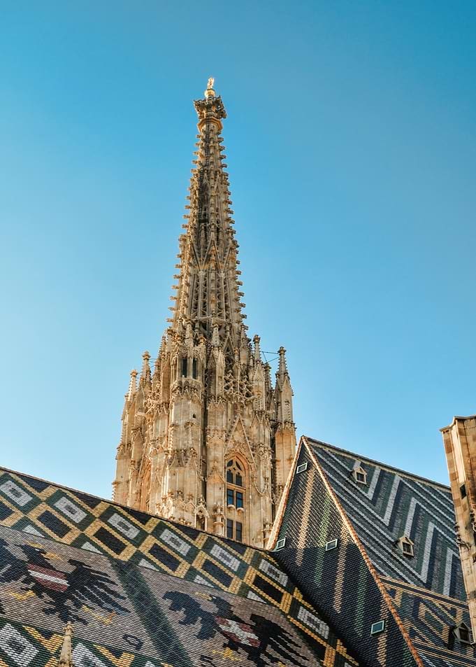 Gothic Cathedral Spire and Tiled Roof