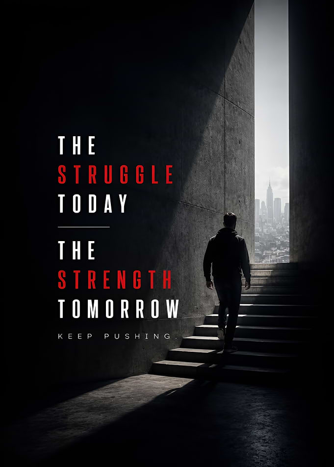 The Struggle Today The Strength Tomorrow Keep Pushing Motivational Quote