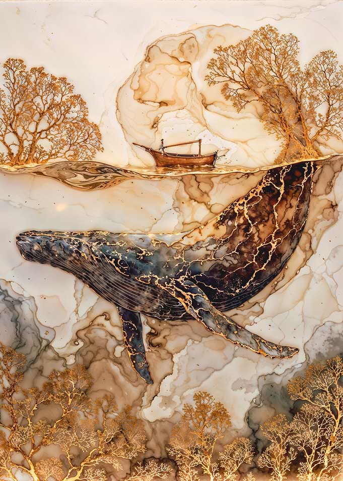 Marble Whale and Small Boat