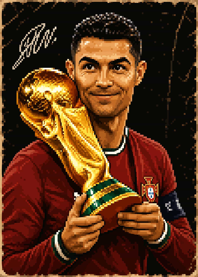Cristiano Ronaldo with World Cup Trophy