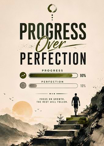 Progress Over Perfection Motivational Poster