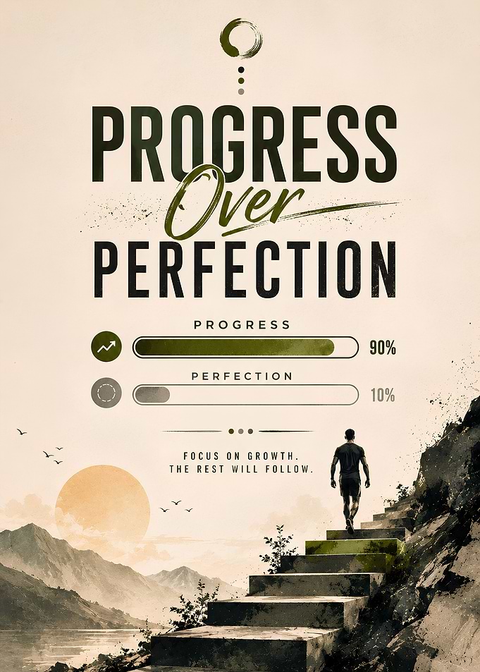 Progress Over Perfection Motivational Poster