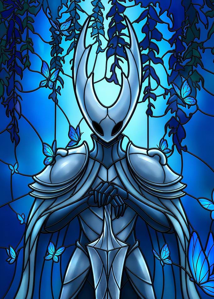 Stained Glass Knight with Butterflies