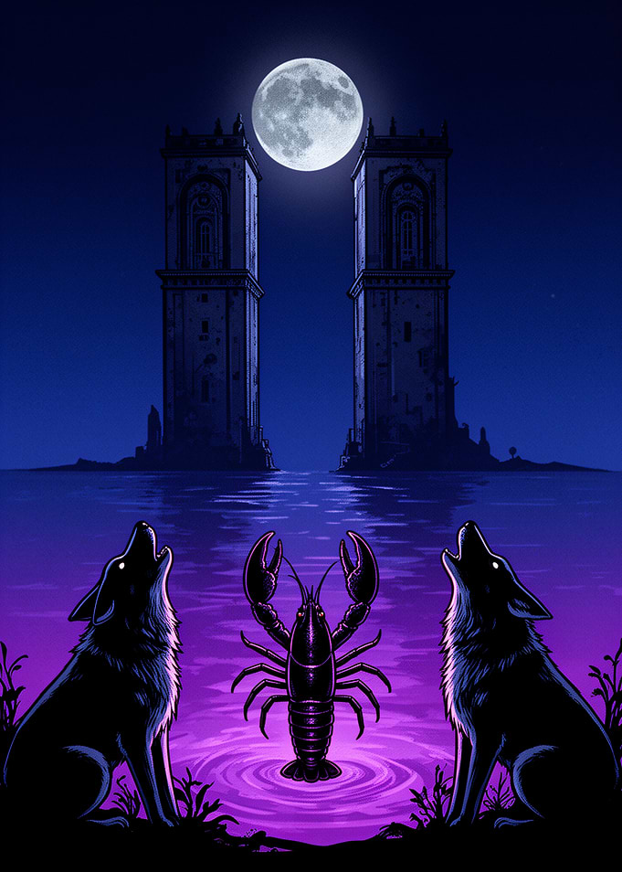 Lobster and Wolves Under the Moon