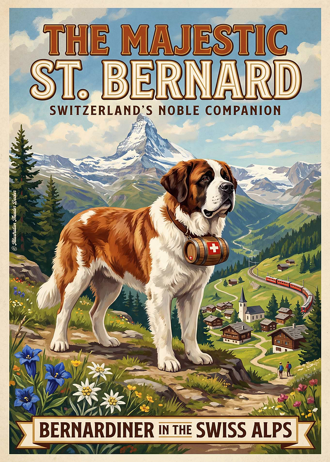 Majestic St. Bernard in Swiss Alps