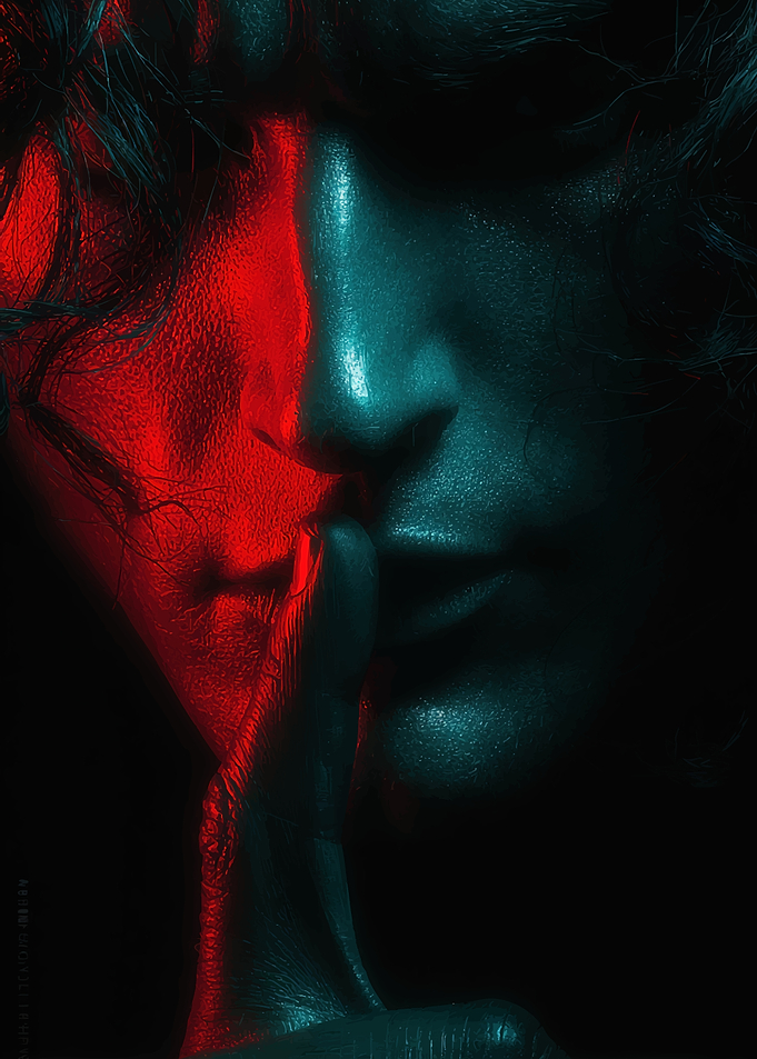 Dramatic Portrait with Red and Teal Lighting