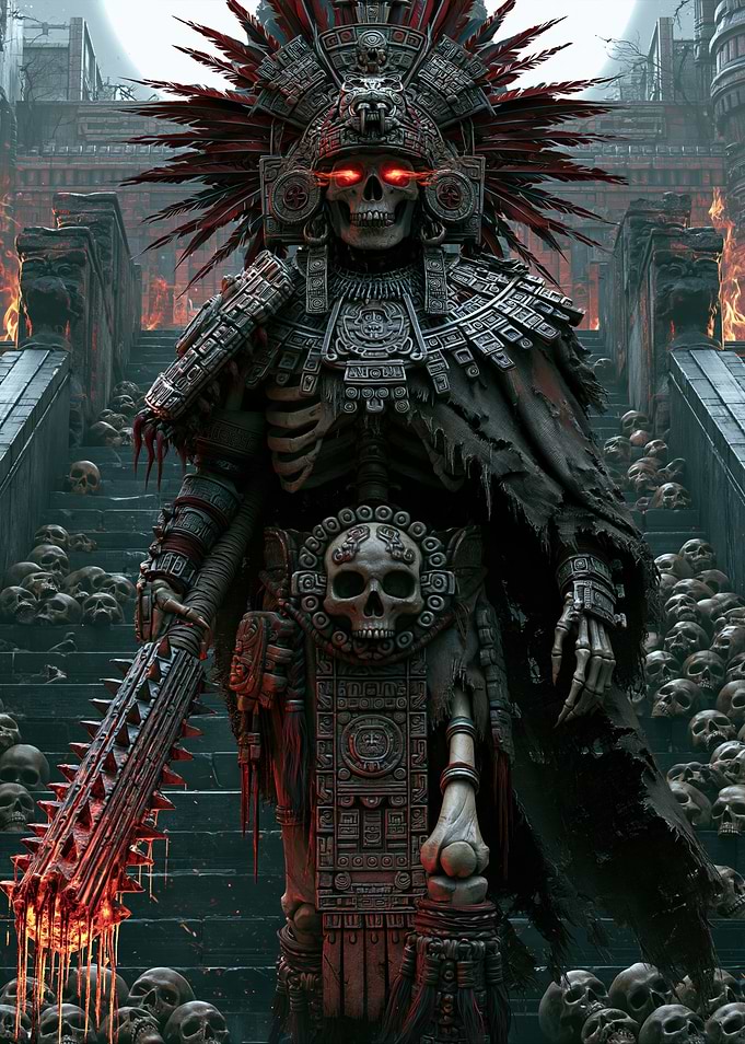 Aztec Skeleton Warrior with Macuahuitl