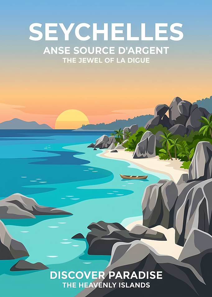 Seychelles Tropical Beach Sunset