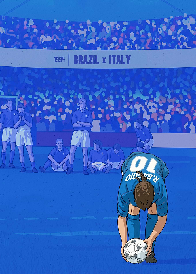 Brazil vs Italy 1994 World Cup Retro Art