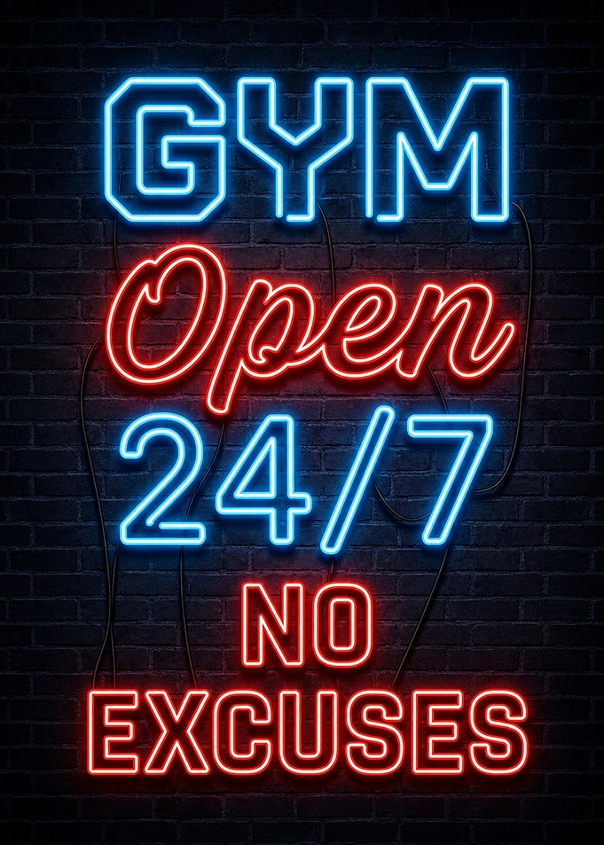 Gym Open 24/7 Gym Quote Neon Sign