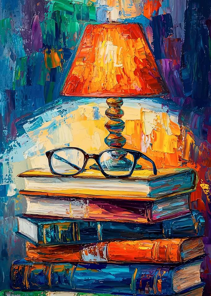 Still Life with Books and Lamp