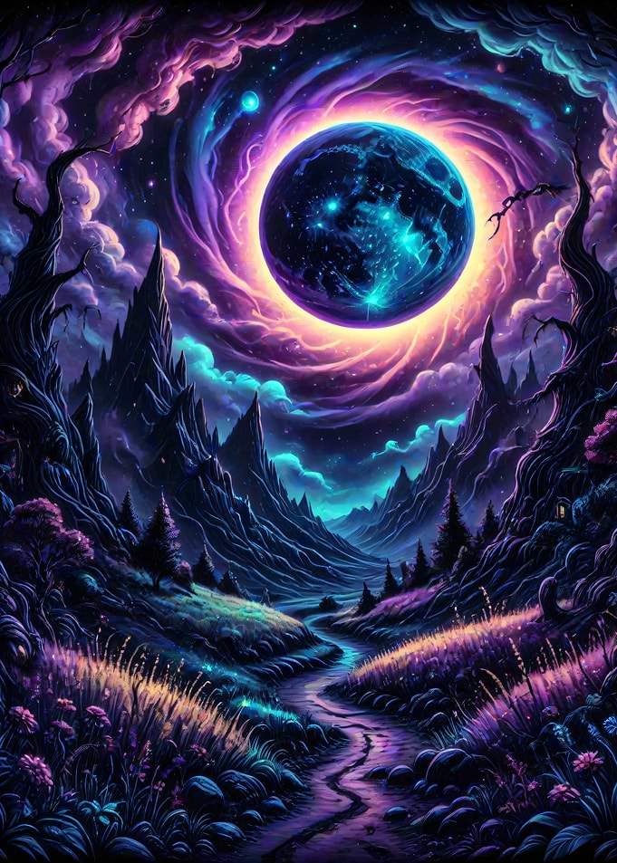Cosmic Landscape with Celestial Body